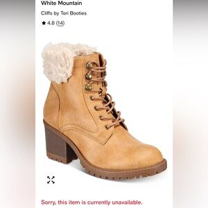 Cliffs by white mountain size 9.5 women’s heeled lace up work boots faux fur